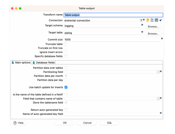 Apache Hop - Table output