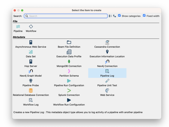 Apache Hop - New dialog