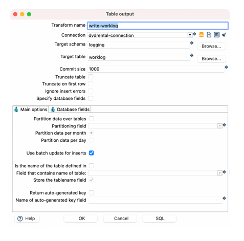 Apache Hop - Table output